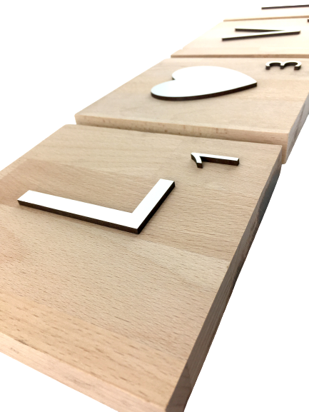 Lletres decoratives Scrabble grans de fusta natural