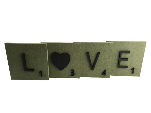 Lletres decoratives Scrabble grans de fusta natural