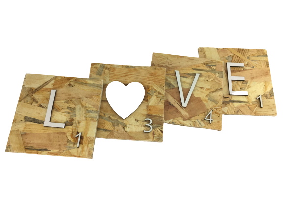 Lletres decoratives Scrabble grans de fusta natural