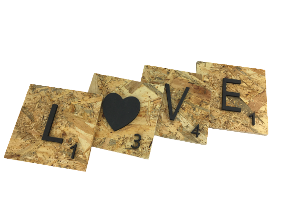 Lletres decoratives Scrabble grans de fusta natural