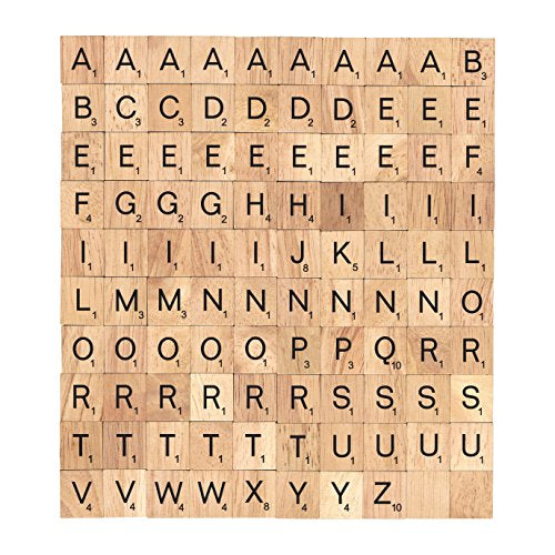 Abecedario de letras Scrabble de madera natural para decorar