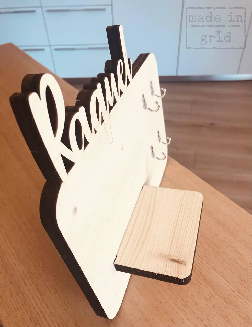 Portallaves de pared de madera personalizado