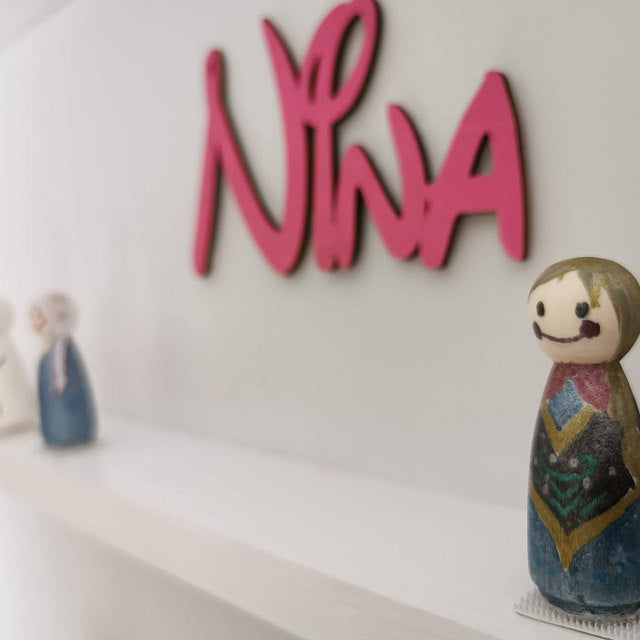Nom infantil personalitzat de fusta tipus "Disney" per a nadons nenes i nens
