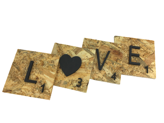 Letras decorativas Scrabble grandes de madera natural