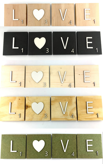 Grandes lettres décoratives de Scrabble en bois naturel