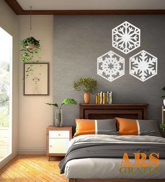 Adorno navideño copo de nieve decoración de pared en madera personalizable
