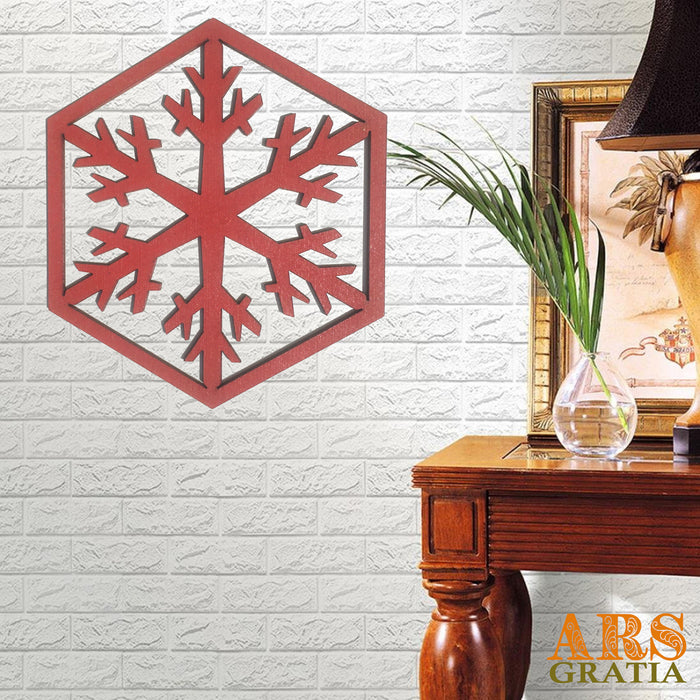 Adorno navideño copo de nieve decoración de pared en madera personalizable