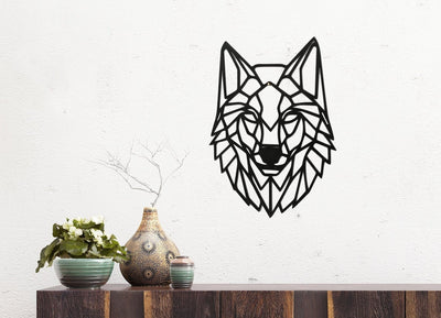 Cabeza de lobo personalizada de madera para decoración de pared