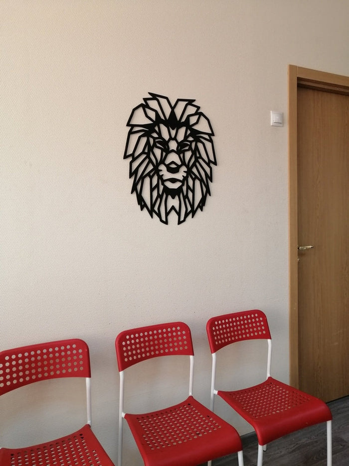 Cabeza de león personalizada de madera para decoración de pared