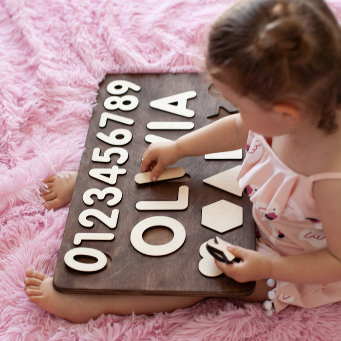 Puzzle infantil educativo con nombre personalizado de madera para niño/niña