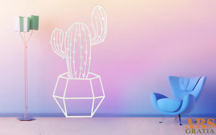 decoración de pared grande, cactus blanco